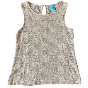 h.i.p. Cream Lace Sleeveless Blouse Medium